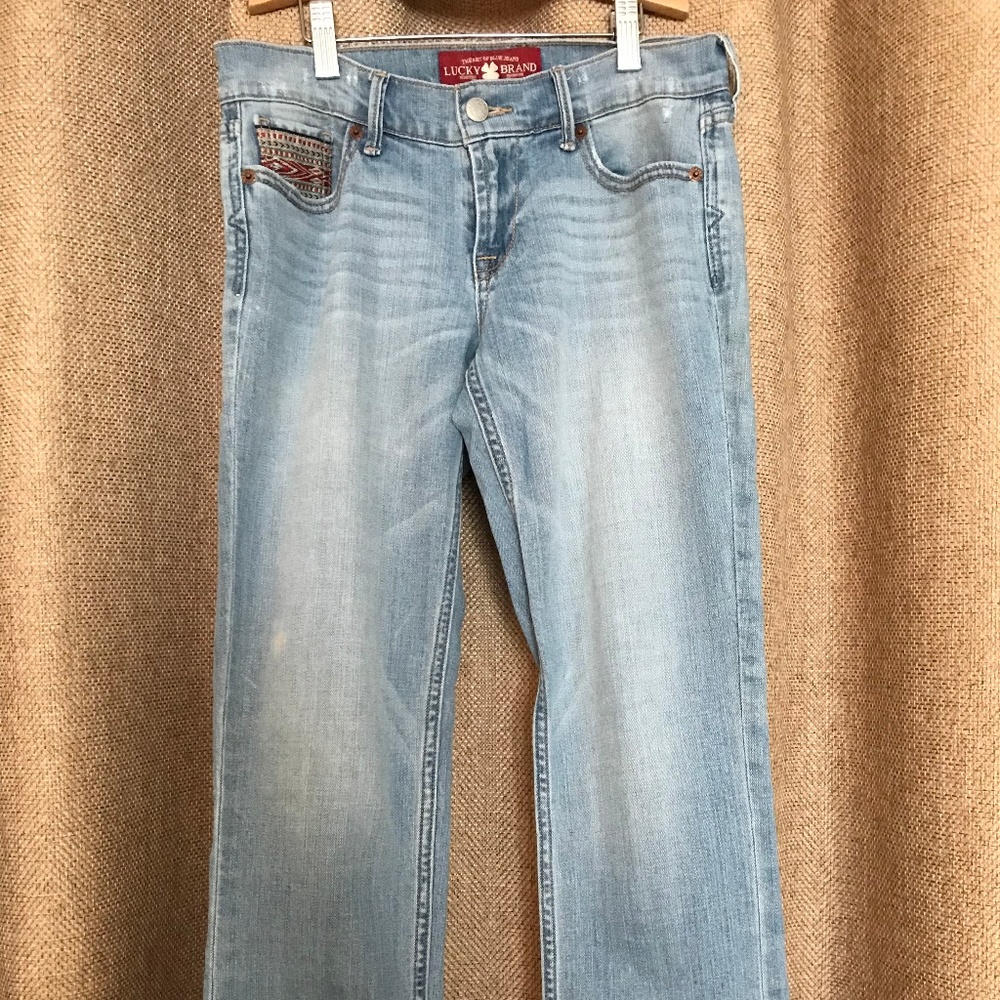 Cropped Lucky Brand Jeans with Embroidered Detail
